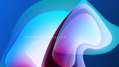 Soyut sıvı şekilleri, canlı maviler, morlar, gradyanlar. Modern tasarım ögesi, dinamik bileşim, koyu arkaplan.