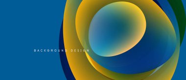 Soyut renkli katmanlar dinamik görsel efekt yaratır. Mavi, sarı, yeşil renkler kusursuz bir şekilde harmanlanır. Modern tasarım ögesi.