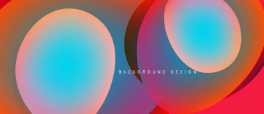 Soyut renkli çemberler çakışıyor. Gradyan gölgeler canlı görsel efektler yaratır. Arkaplan ve sunumlar için uygun modern tasarım.