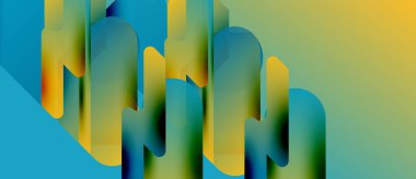 Canlı örtüşen şekiller içeren soyut bir kompozisyon. Renkler karışır, dinamik görsel efekt yaratır. Düzen eğimleri tasarıma hakim..