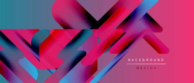 Soyut enerjik tasarım. Gradyan şekiller, dinamik görsel efekt oluşturur. Pembe, mavi renkler kompozisyona hakim. Modern estetik.