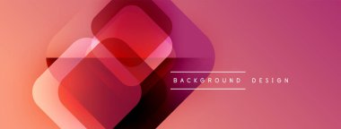 Soyut geometrik şekiller örtüşür, canlı pembe gradyan arkaplan oluşturur. Modern tasarım elementleri dijital sanat ve yenilik öneriyor.