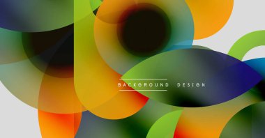 Soyut renkli çakışan daireler dinamik görsel doku oluşturur. Modern tasarım elementleri akıcılık, enerji, enerji.