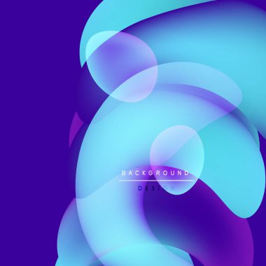 Soyut sıvı şekilleri örtüşür, parlak mavi mor renkler yaratır. Arkaplan ve sunumlar için modern tasarım ögesi.