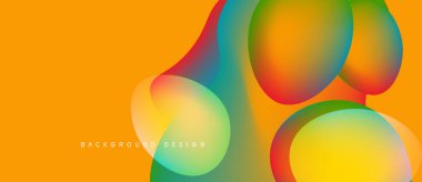 Soyut renkli şekiller turuncu arka planla örtüşüyor. Modern tasarım elementleri dinamik görsel etki yaratır. Pürüzsüz gradyanlar estetik cazibeyi artırır.