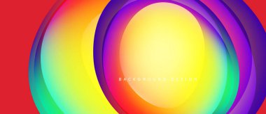 Soyut renkli çemberler çakışıyor. Canlı gradyanlar dinamik görsel efekt yaratır. Arkaplan ve sunumlar için uygun modern tasarım.