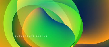 Soyut akışkan şekiller harmanlanır ve canlı gradyanlar oluşturur. Sarılar, yeşiller, portakallar dizaynın hakimi. Modern estetik, pürüzsüz geçişler sunar.