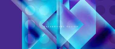 Soyut geometrik tasarım. Canlı mavi, mor renkler harmanlanmış. Parlak şekilli modern arkaplan, çizgiler dinamik etki yaratır.
