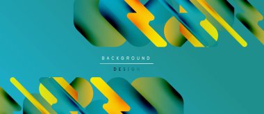 Soyut tasarım canlı katmanlar, akıcı şekiller, dinamik bileşimler içerir. Teal arkaplanı modern estetik yaratarak renkli elementleri geliştirir.