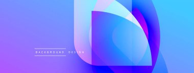 Soyut gradyan şekiller örtüşüyor, canlı mavi mor renkler yaratıyor. Arkaplan ve sunumlar için modern tasarım ögesi.