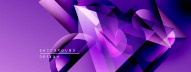 Soyut mor arkaplan. Geometrik şekiller örtüşür, dinamik görsel efekt yaratır. Modern tasarım, canlı renkler, pürüzsüz eğimler.