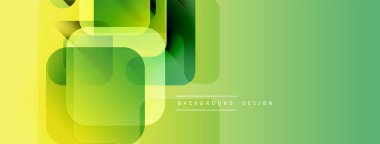 Soyut geometrik şekiller çakışıyor. Gradyan renk sembolleri, yeşil renkli modern tasarım. Minimalist stil arka planlar, afişler, sunumlar.