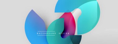 Soyut şekiller örtüşüyor, canlı renk değişimleri yaratıyor. Modern tasarım öğeleri akıcılık, yenilik, dinamik bileşim önerir.