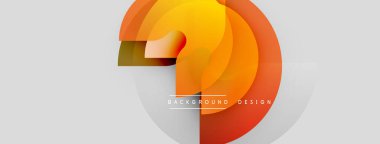 Soyut tasarım özellikleri üst üste binen renkli daireler. Gradyan gölgeler dinamik görsel efekt yaratır. Minimalist tarz, modern estetik.