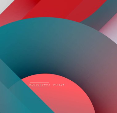 Soyut arkaplan özellikleri üst üste binen daireler, gradyanlar. Kırmızı, deniz mavisi, mor renkler modern görsel efektler yaratır. Basit tasarım.