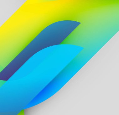 Soyut gradyanlar harmanlanarak dinamik çapraz şekiller oluşturur. Renkler sarıdan yeşile döner, sonra mavi, mor. Minimalist tasarım.