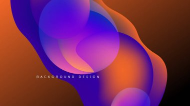 Abstract fluid shapes blend vibrant purple, orange hues. Dynamic composition creates modern background design. Smooth gradients offer visual interest.