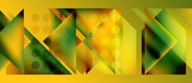 Soyut geometrik bileşim. Sarı, yeşil gradyanlar dizaynın hakimi. Şekiller çakışıyor, dinamik görsel etki yaratıyor. Modern, enerjik.