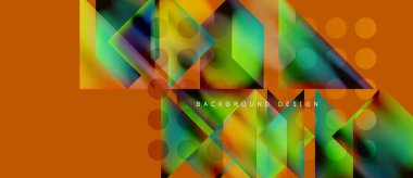 Soyut geometrik tasarım. Canlı renkler karışıyor, dinamik şekiller yaratıyor. Turuncu arkaplan renkli örtülerle çelişiyor. Modern estetik.
