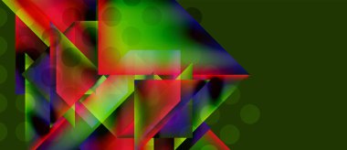 Soyut renkli şekiller çakışıyor, canlı geometrik desenler yaratıyor. Yeşil arkaplan karşıtlık sağlar. Modern tasarım elemanları.