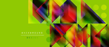 Parlak geometrik şekiller canlı yeşil arkaplanlarla örtüşür. Modern tasarım yarı saydam katmanlar içeriyor, dinamik görsel efekt yaratıyor.