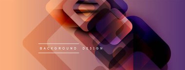 Soyut geometrik şekiller örtüşüyor, canlı renk eğimleri yaratıyor. Arkaplanda turuncu, mor renkler, modern tasarım elementleri yer alıyor.