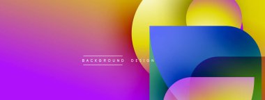 Renkli şekillerle örtüşen değişken arkaplan özellikleri. Modern tasarım elementleri dinamik görsel efekt yaratır. Mevcut en küçük metin.