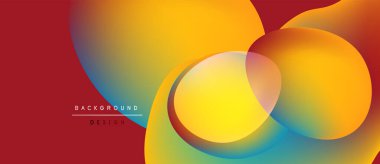 Soyut, enerjik bir arkaplan. Üst üste binen daireler, kırmızı, turuncu, sarı ve mavi renkleri harmanlayarak dinamik renk değişimleri yaratır. Modern tasarım ögesi.