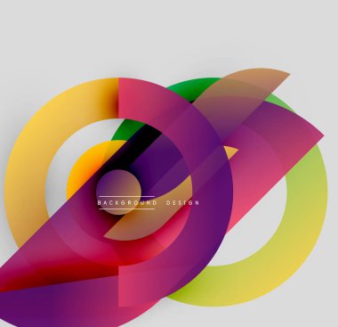 Soyut renkli şekiller örtüşür, dinamik bileşim yaratır. Gradyanlar düzgün bir şekilde harmanlanarak modern görsel efekt oluşturur..