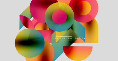 Soyut renkli şekiller örtüşür, dinamik görsel kompozisyon yaratır. Gradyan renkler harmanlanarak modern tasarım ögesini oluşturur.