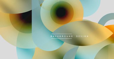 Soyut şekiller örtüşür, yumuşak renk değişimleri yaratır. Tasarım daireler, kıvrımlar, sessiz tonlar, modern estetik.