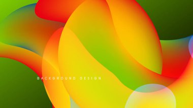 Soyut renkli şekiller siyah arkaplanla örtüşüyor. Titreşimli gradyanlar sıvı dinamik bileşimi oluşturur. Modern tasarım ögesi.