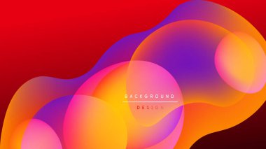 Soyut sıvı şekilleri canlı renkleri harmanlar. Kırmızı, turuncu, mor renkler dinamik arka plan tasarımı yaratır. Düzen eğimleri kompozisyona hakim.