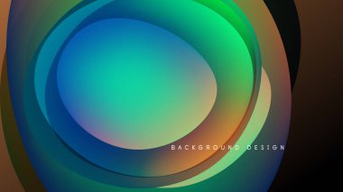 Soyut katmanlar canlı dairesel tasarım yaratır. Renkler karışır, pürüzsüz eğimler oluşturur. Koyu arkaplan aydınlığı vurgular.