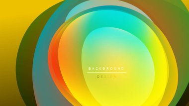 Soyut, enerjik katmanlar dairesel bir tasarım yaratır. Renkler harmanlanır, dinamik görsel deneyim oluşturur. Modern, pürüzsüz gradyanlar kompozisyona hakim.