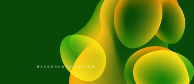 Soyut sıvı şekilleri, canlı yeşil sarı gradyanlar. Modern tasarım, düz kıvrımlar, dinamik kompozisyon. Projeler için arkaplan ögesi.