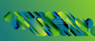 Soyut geometrik tasarım. Canlı yeşil, mavi gradyanlar dinamik katmanlı bir etki yaratır. Modern görsel sunum.