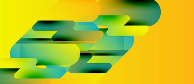 Soyut tasarım özellikleri katmanlı yeşil, sarı şekiller. Dinamik bileşim modern görsel etki yaratır. Parlak renkler tuval üzerinde egemen.