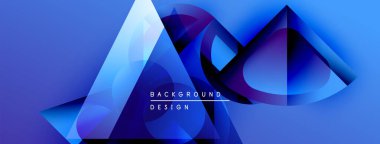 Soyut mavi tasarım, üst üste binen geometrik şekiller. Gradyan renkler dinamik görsel efekt yaratır. Dijital projeler için modern arkaplan.