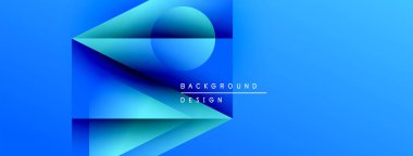 Abstract blue design features geometric shapes, gradients, layers. Modern aesthetic suitable for backgrounds, presentations. Clean, vibrant composition.