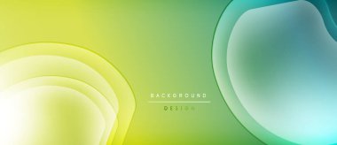 Abstract gradients blend yellow, green, turquoise. Layered shapes create dynamic visual texture. Minimalist design evokes modern aesthetic.