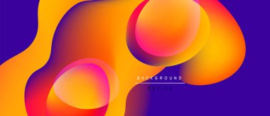 Abstract fluid shapes, vibrant colors blend. Orange, pink, purple gradients create dynamic background design. Modern aesthetic.