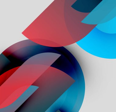 Abstract composition. Overlapping shapes, vibrant colors, smooth gradients create dynamic visual effect. Modern design, simple forms.