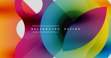 Abstract vibrant overlapping circles create colorful modern background. Design features gradients, shapes, smooth transitions.