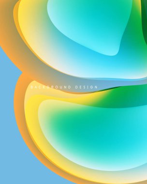 Abstract fluid shapes blend, creating vibrant color gradients. Background design features smooth transitions, warm tones, cool hues.