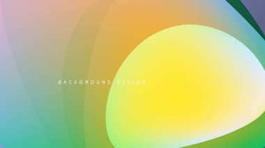 Abstract colorful design. Smooth gradients blend yellow, orange, green, blue hues. Minimalist composition, dark background creates contrast.