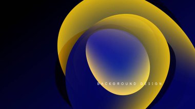Abstract fluid shapes, yellow, blue gradients. Modern design element, dark background creates visual impact. Minimalist composition.