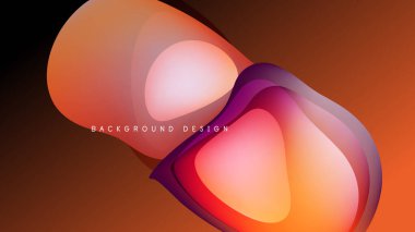 Abstract flowing shapes, warm colors dominate. Gradient blends create dynamic visual effect. Modern design element for backgrounds.