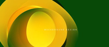 Abstract yellow, green layers create dynamic flow. Modern design, smooth gradients suggest movement, energy. Background features text.