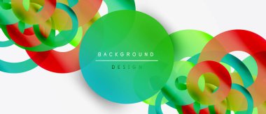 Abstract circles overlap, creating vibrant color gradients. White space provides contrast, modern design element.